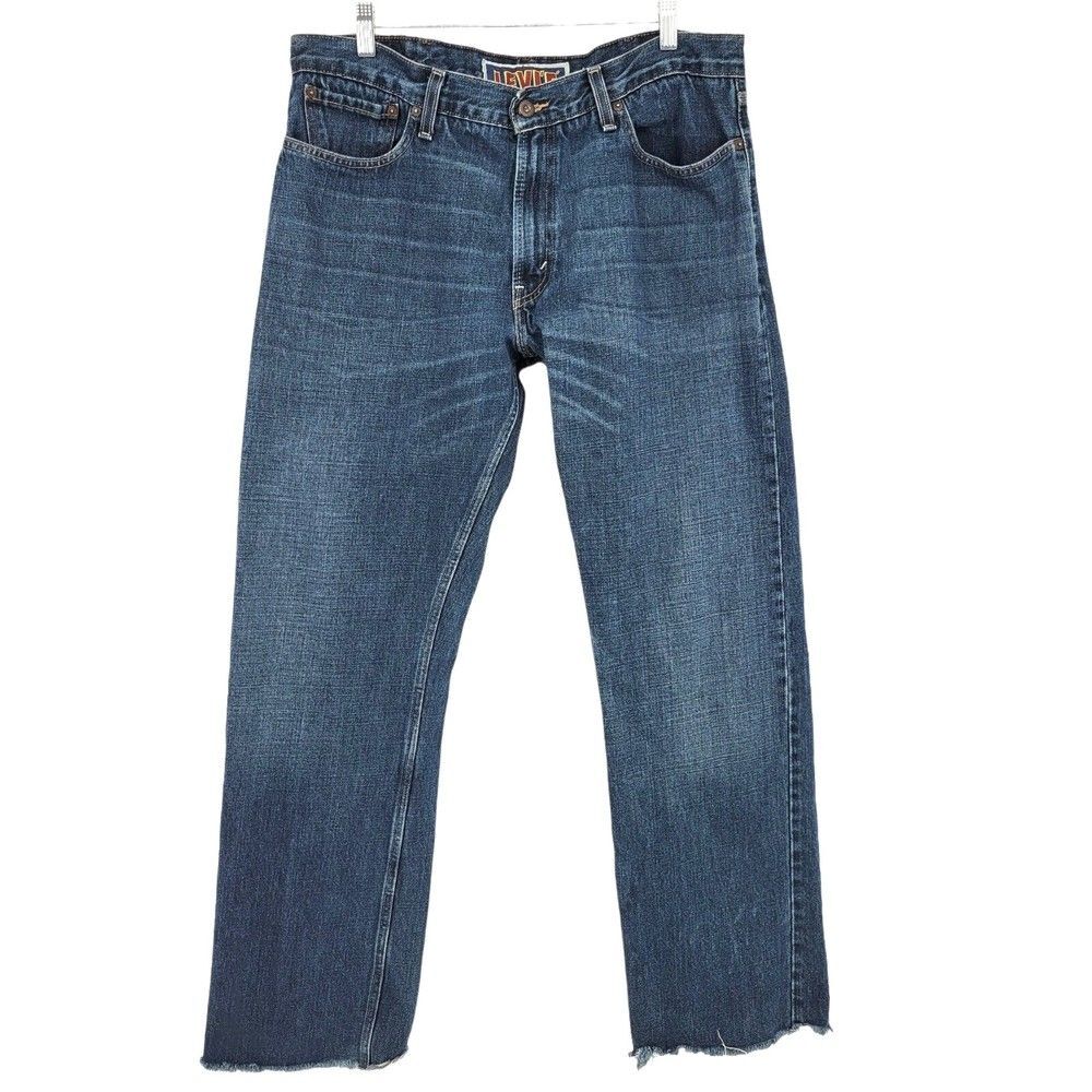 Levis 514 Mens Jeans Actual Size 38x33 Slim Straight Raw Cut Hems 100% Cotton